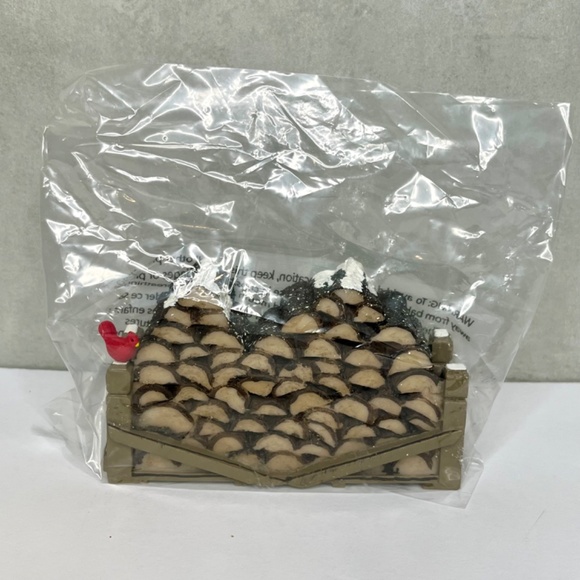 Department 56 Christmas Village Wooden Log Pile Cardinal Bird 56.52665 Landscape - Picture 5 of 5